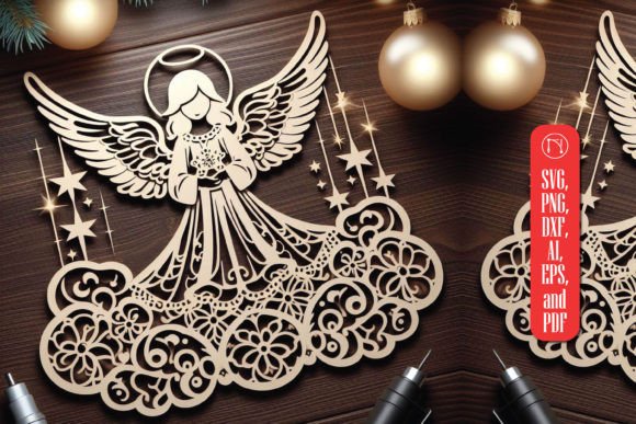 Christmas Angels Laser Cut SVG for Winter Amp