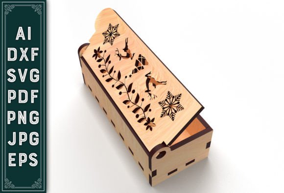 Christmas Gift Box Laser Cut Svg for Winter Amp