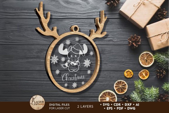 Christmas Ornament for Laser Cutting & Winter Amp