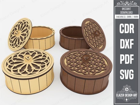 Decorative Round Box Laser Cut Files for Boxes