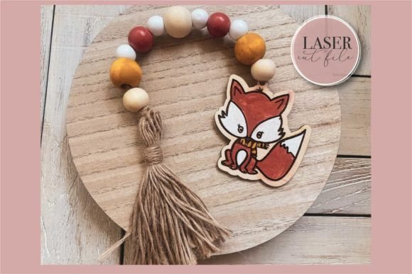 Fox Beaded Garland Tag Cut File for Laser Cutting