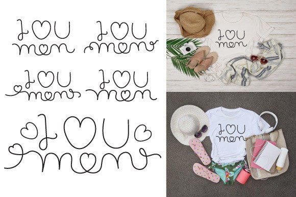 Hand Drawn I Love Mom Graphics & Decorative Elements Review