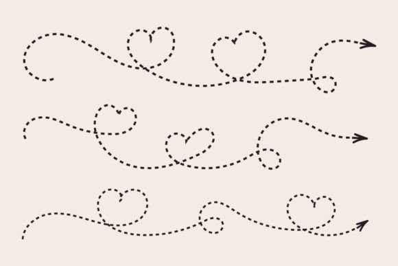Hearts Style Curved Dotted Arrow Vector Graphics