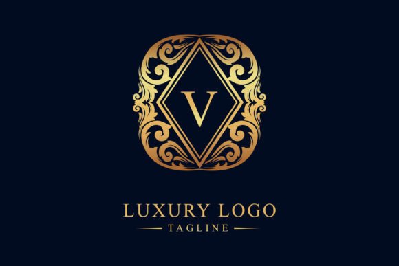 Letter V Logo Luxury Ornament Graphics & Logos
