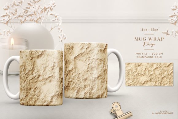 Mug Sublimation Champagne Gold Nugget Graphics & Templates