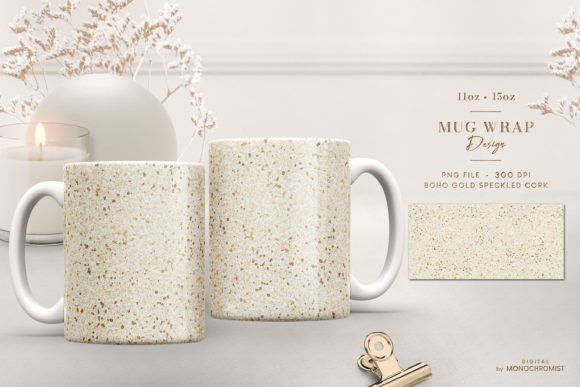 Mug Sublimation Oat Beige Gold Cork Graphics