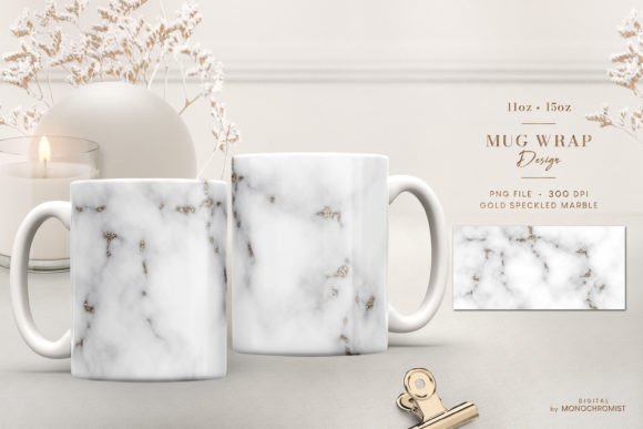 Mug Sublimation White Marble Gold Graphics & Print Templates