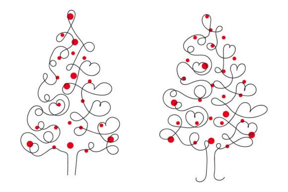 One Line Christmas Tree with Hearts Graphics Review