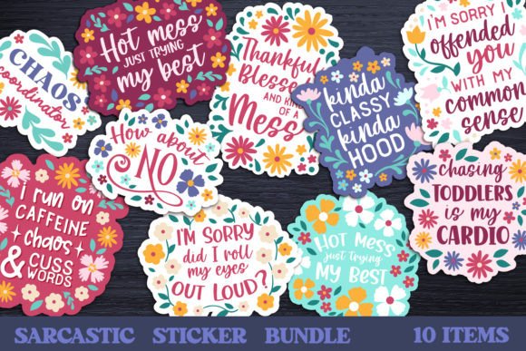 Sarcastic Sticker Bundle: Graphics & Decorative Elements