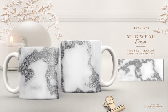 White Silver Marble Graphics for Print Templates